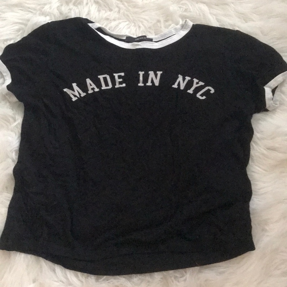 black and white ‘made in new york’ crop top